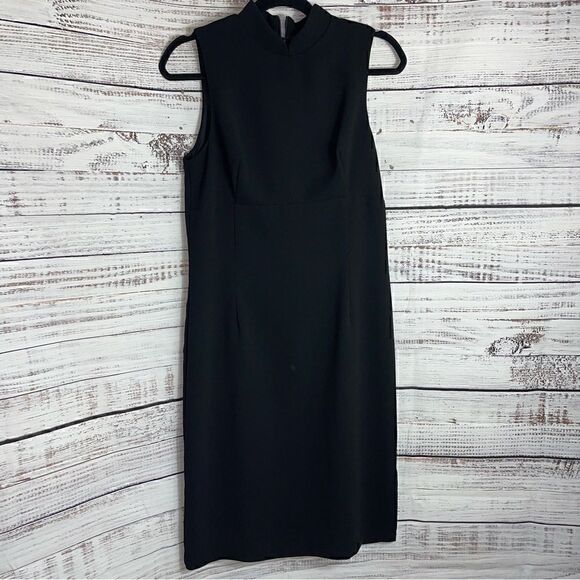 Vintage Mica Dress Womens Size 10 Black sheath midi mandarin collar made in USA - Picture 4 of 11